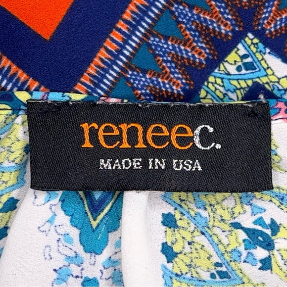 Large Renee C Colorful Boho Blouse Lightweight 3/4 Sleeve Vneck Boho Bohemian - Picture 7 of 12